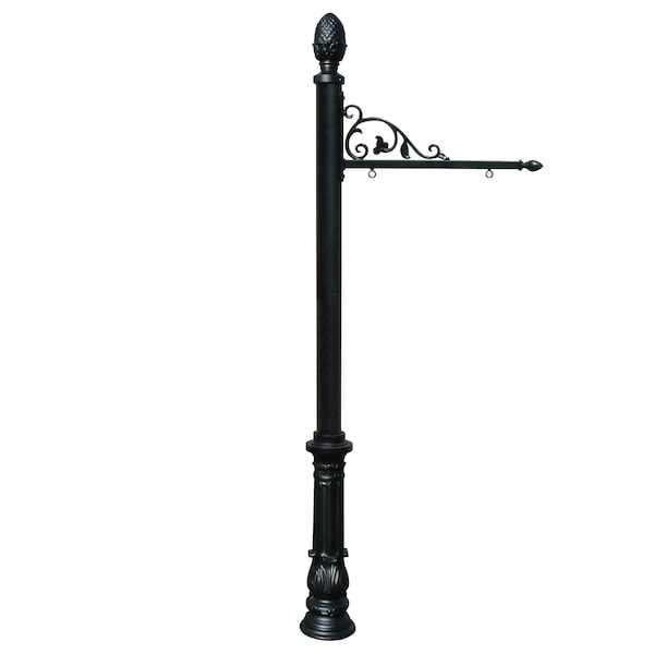 Qualarc Large Hanging Ranch Sign w/post, dec. Ornate base, Pineapple finial SNPST-703-BL - main